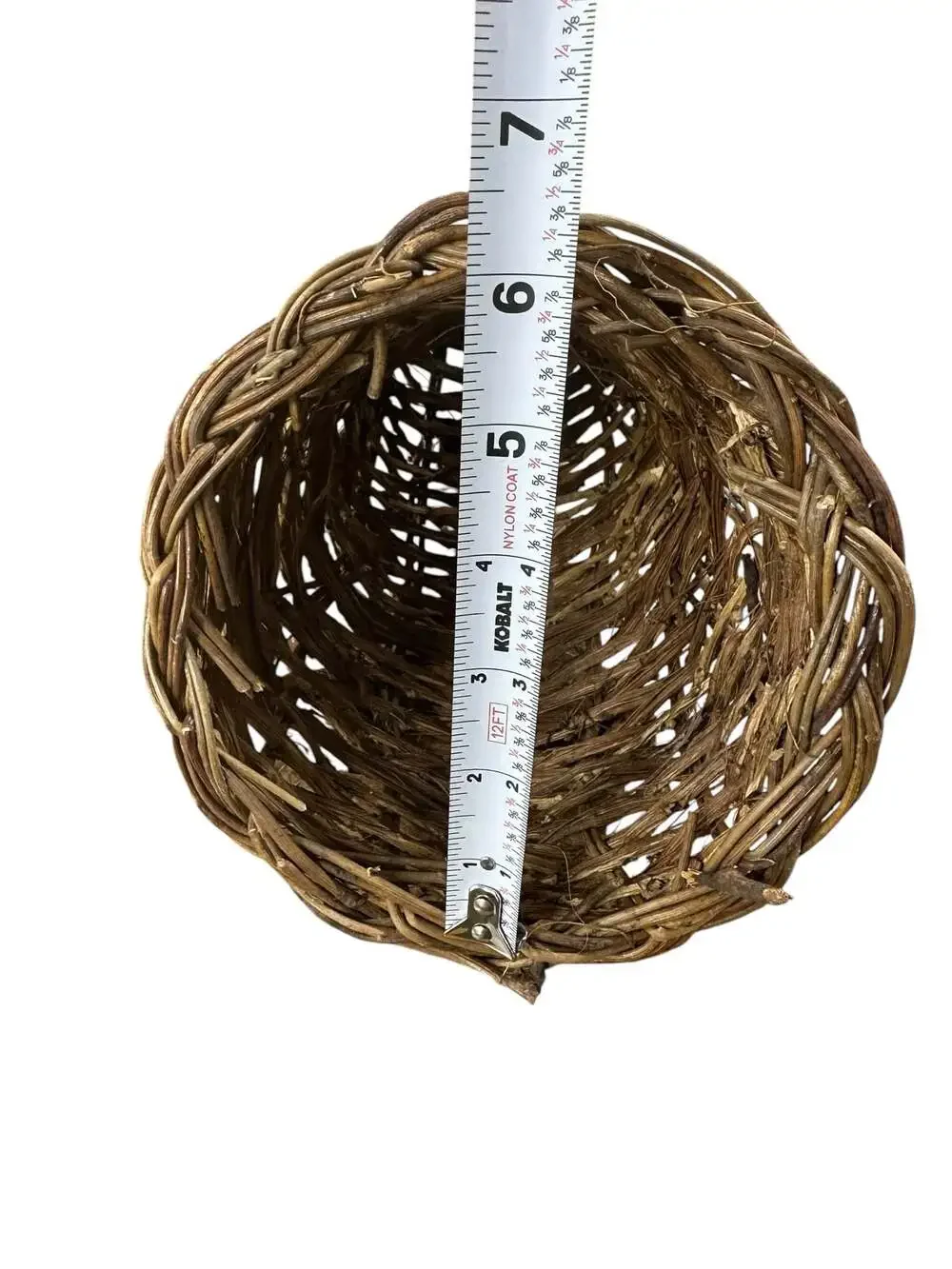 Rustic Natural Twig and Metal Woven Cornucopia Basket Fall Thanksgiving Centerpi